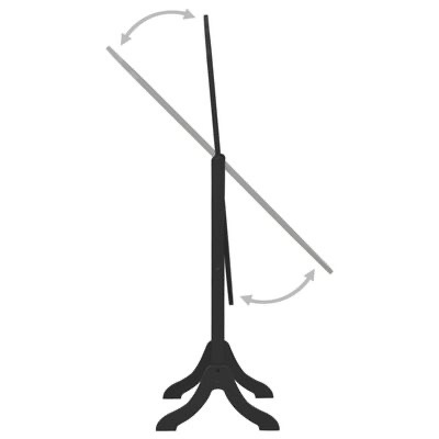 Cabide preto de madeira com base tripé e braço articulado