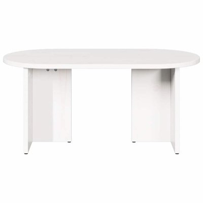 Mesa de jantar branca com tampo oval e base retangular