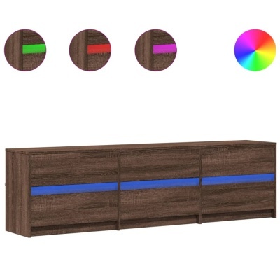 Móvel de madeira castanho escuro com faixa azul