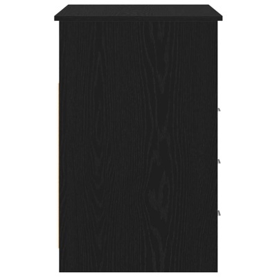Cômoda preta vertical com três puxadores prateados