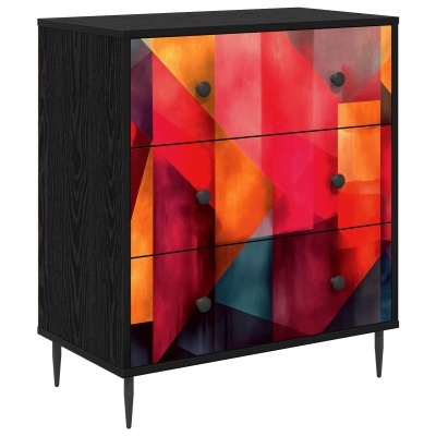 Cómoda com gavetas com padrão geométrico colorido