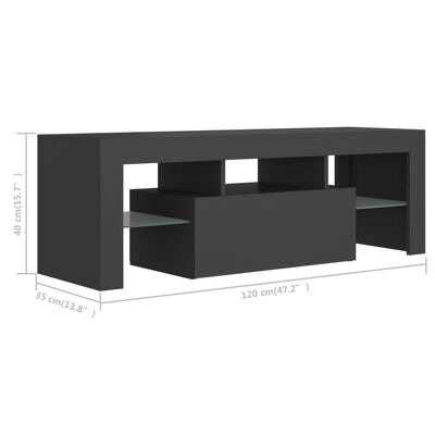 Aparador preto de madeira com prateleiras de vidro transparente e três compartimentos superiores