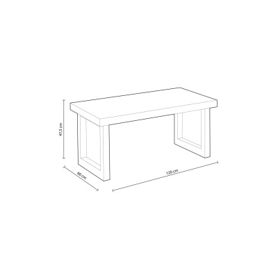 Desenho técnico de uma mesa retangular com medidas especificadas