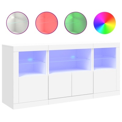 Móvel de sala branco com iluminação LED colorida ajustável