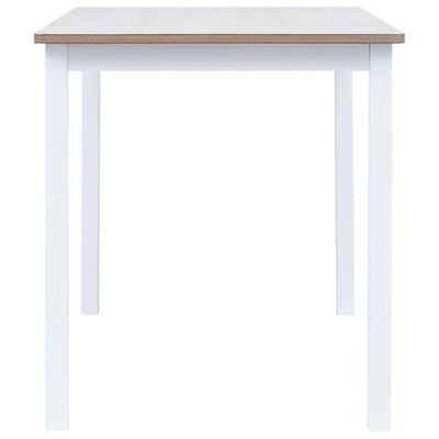 Mesa quadrada com tampo de madeira clara e estrutura branca