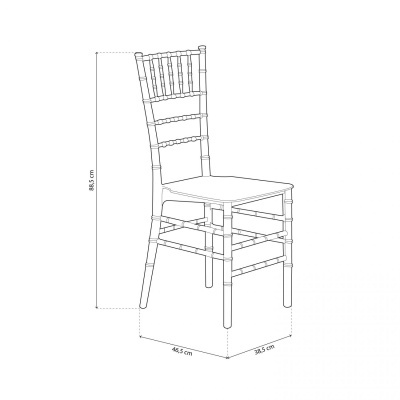 Cadeira branca com medidas em fundo branco