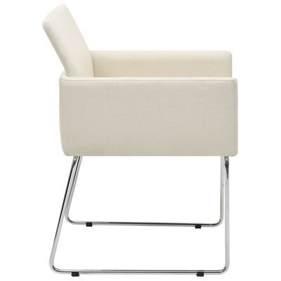 cadeira de escritório bege com estrutura metálica cromada