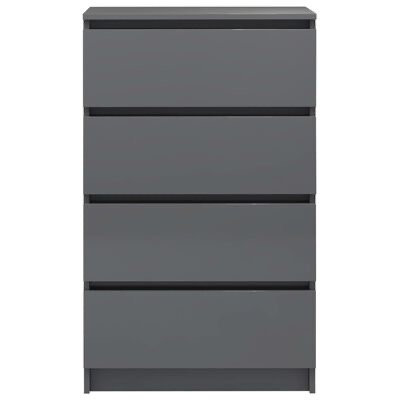 Cómoda cinza escuro de quatro gavetas com puxadores embutidos