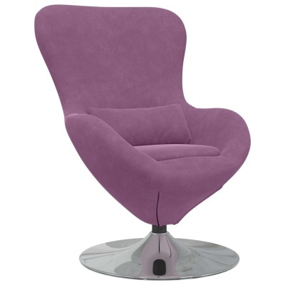 Cadeirão roxo moderno com base metálica redonda cromada