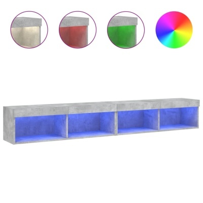 Móvel de parede cinzento com iluminação LED colorida