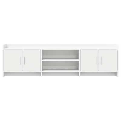 móvel branco com portas e prateleiras abertas
