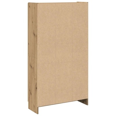 Armário de madeira clara com três portas e design moderno