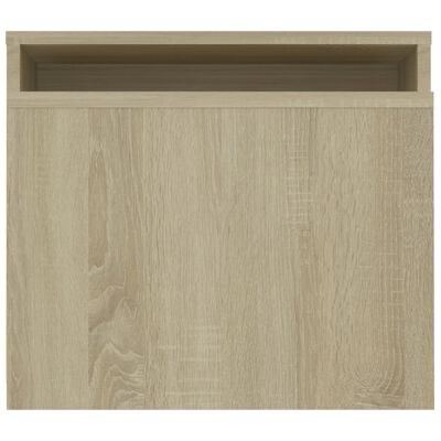 Móvel suspenso em madeira clara com compartimento aberto e porta inferior