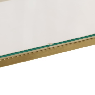 Borda de vidro transparente com estrutura metálica dourada mate