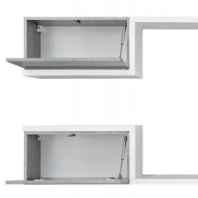 Conjunto de duas prateleiras de parede com portas abatíveis cinza