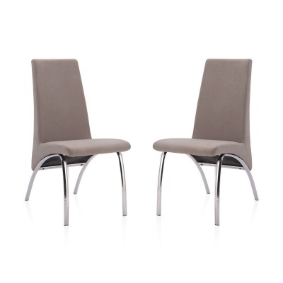 Duas cadeiras cinzentas com pernas metálicas cromadas