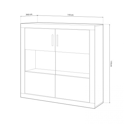 Móvel de arrumação branco com quatro portas e uma prateleira
