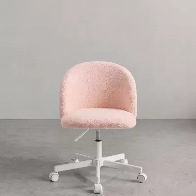 Cadeira de escritório cor-de-rosa claro com base giratória branca