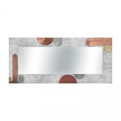 Espelho retangular com moldura colorida e texturizada em relevo