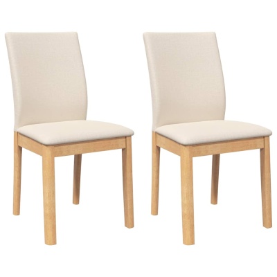 Par de cadeiras com estrutura em madeira clara e assento estofado bege