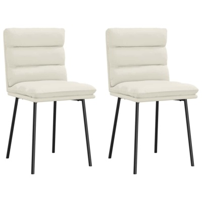 Duas cadeiras brancas estofadas com pernas pretas metálicas