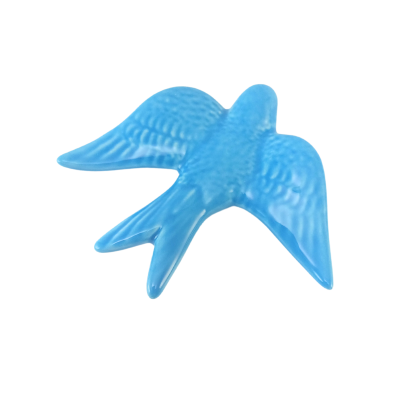 Figura decorativa de pássaro azul em plástico