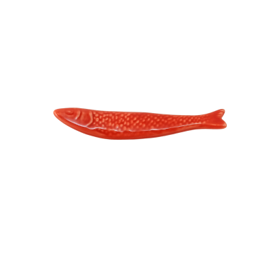 Prato cerâmico vermelho em forma de peixe
