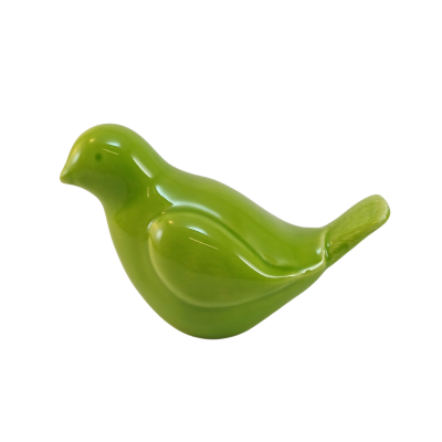 Figura decorativa em forma de pássaro verde de cerâmica brilhante
