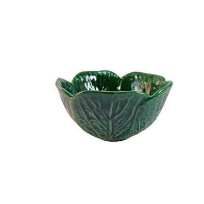 Taça decorativa verde em forma de folhas de couve