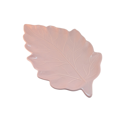 Prato decorativo rosa em forma de folha com relevo