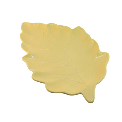 Prato decorativo em forma de folha amarelo brilhante