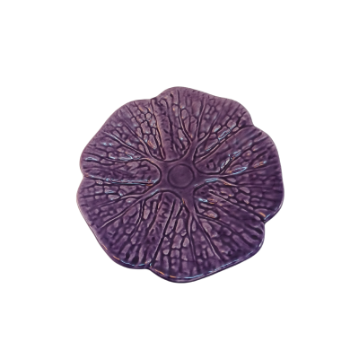 Prato decorativo em cerâmica roxa com textura em forma de flor