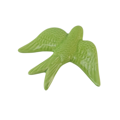 Figura decorativa de pássaro verde em cerâmica