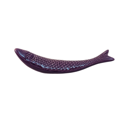 Escultura decorativa de cerâmica em forma de peixe roxo