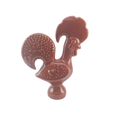 Figura de chocolate em forma de galo castanho