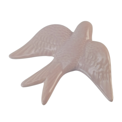 Figura decorativa de pássaro cor de rosa clara em cerâmica