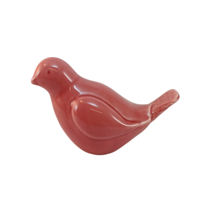 Estatueta decorativa em cerâmica vermelha com forma de pássaro