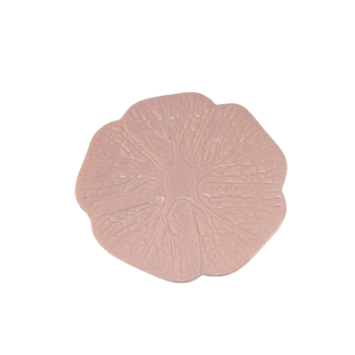 Prato decorativo rosa em cerâmica com textura de flor