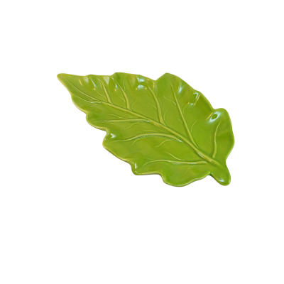 Prato decorativo verde em forma de folha