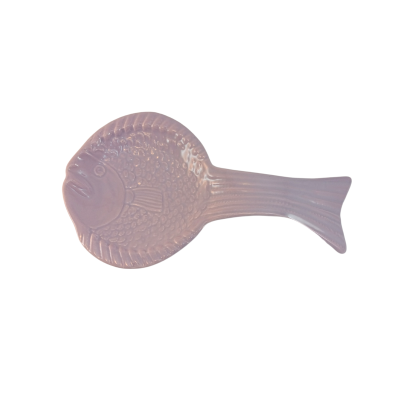 Prato decorativo cerâmico em forma de peixe rosa