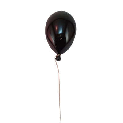Balão preto de látex com cordão branco