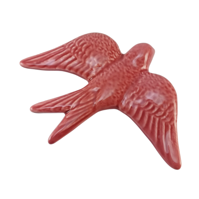 Figura decorativa em cerâmica vermelha em forma de pássaro