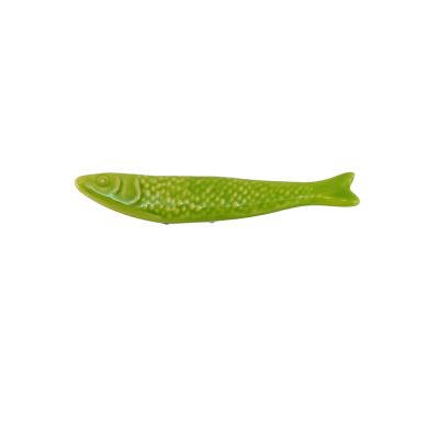 Peixe verde com textura de escamas sobre fundo branco