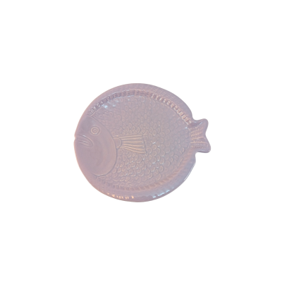 Prato decorativo em cerâmica forma de peixe cor rosa