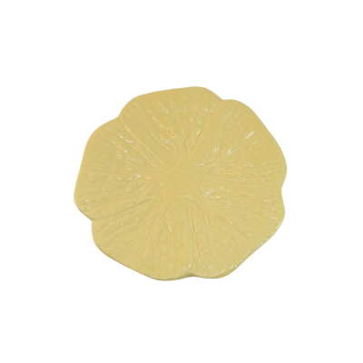 Prato decorativo amarelo em cerâmica com formato de fatia de citrino