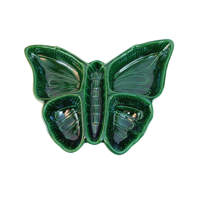 Prato decorativo verde em forma de borboleta