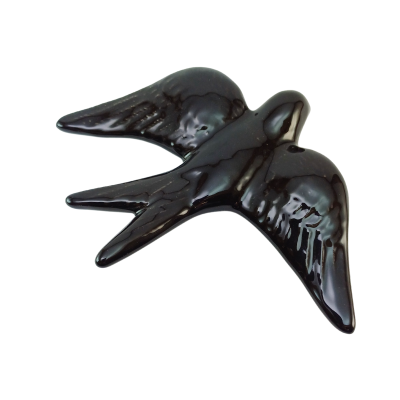Estatueta pássaro preto brilhante