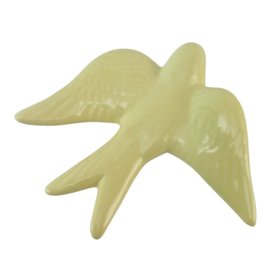Figura decorativa de pássaro em cerâmica creme brilhante
