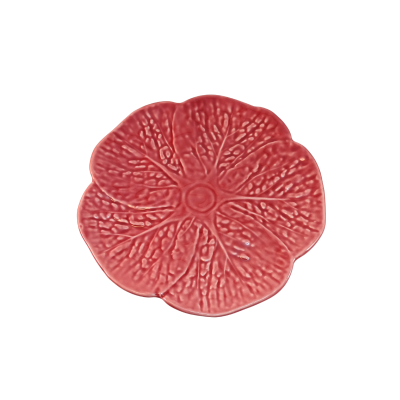 Prato vermelho em cerâmica com formato de flor texturizada
