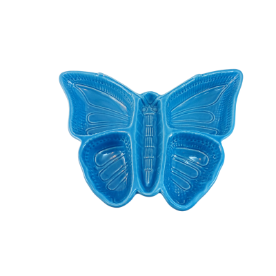 Prato azul em forma de borboleta em cerâmica